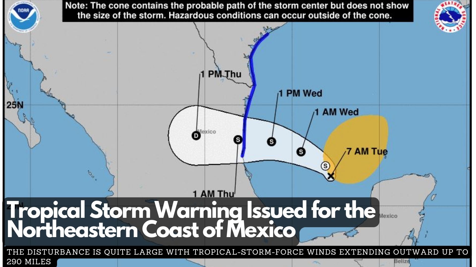 Tropical Storm Warning Issued for the Northeastern Coast of Mexico