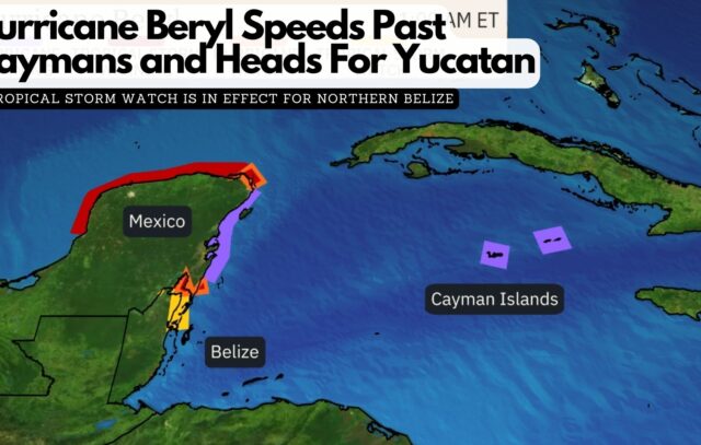 Hurricane Beryl Speeds Past Caymans and Heads For Yucatan