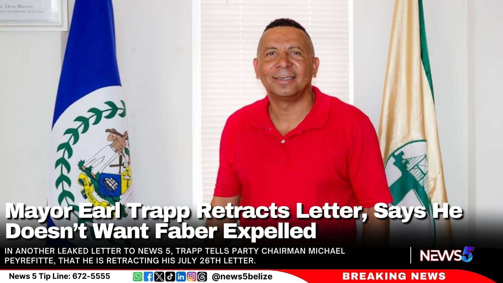 Mayor Earl Trapp Retracts Letter, Says He Doesn’t Want Faber Expelled