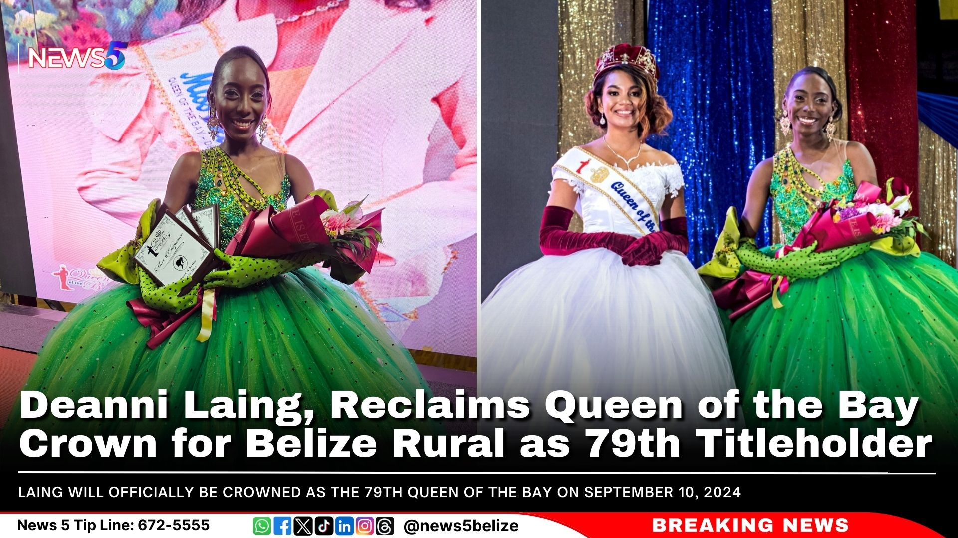 Deanni Laing, Reclaims Queen of the Bay Crown for Belize Rural as 79th Titleholder