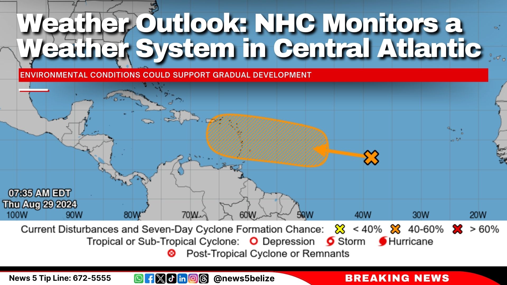 Weather Outlook: NHC Monitors a Weather System in Central Atlantic