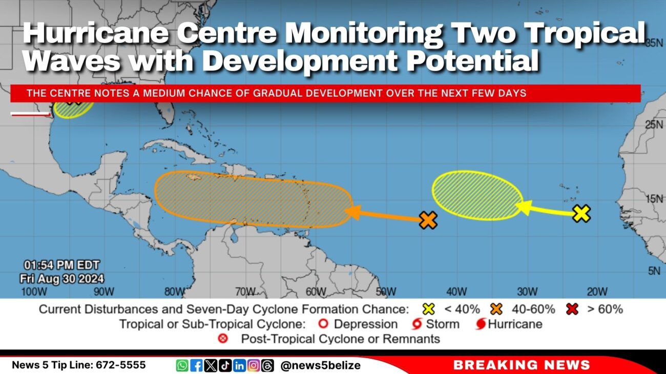 Hurricane Centre Monitoring Two Tropical Waves with Development Potential