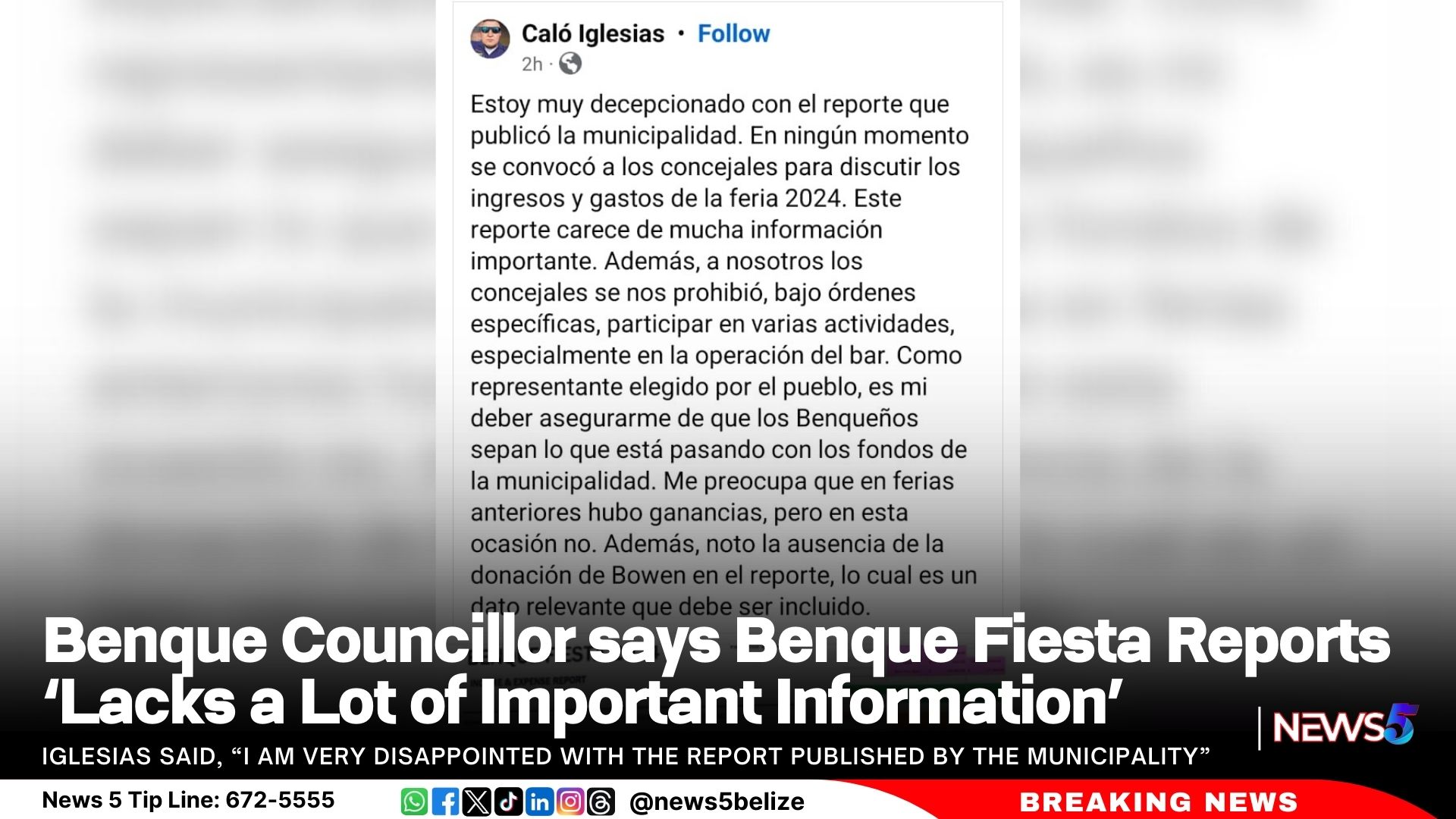 Benque Councillor says Benque Fiesta Reports ‘Lacks a Lot of Important Information’