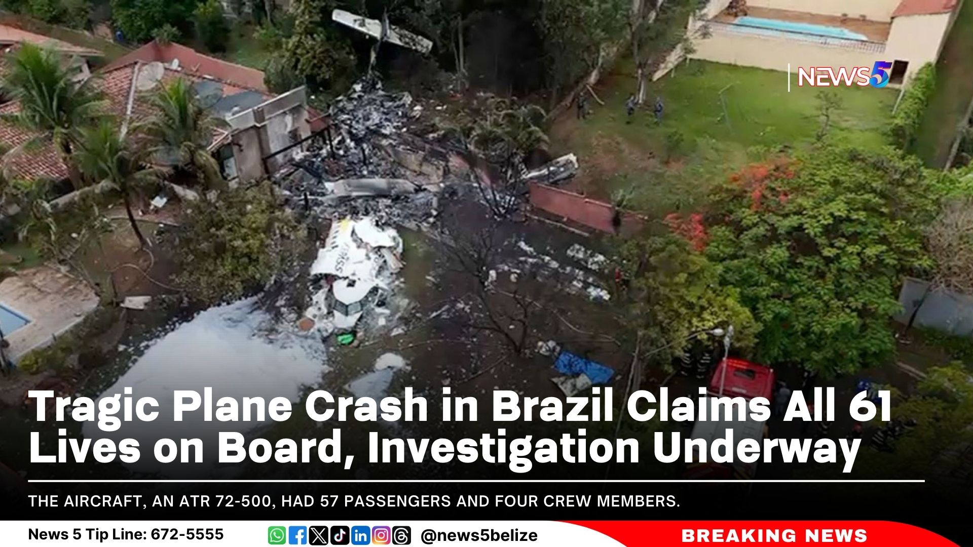 Tragic Plane Crash in Brazil Claims All 61 Lives on Board, Investigation Underway