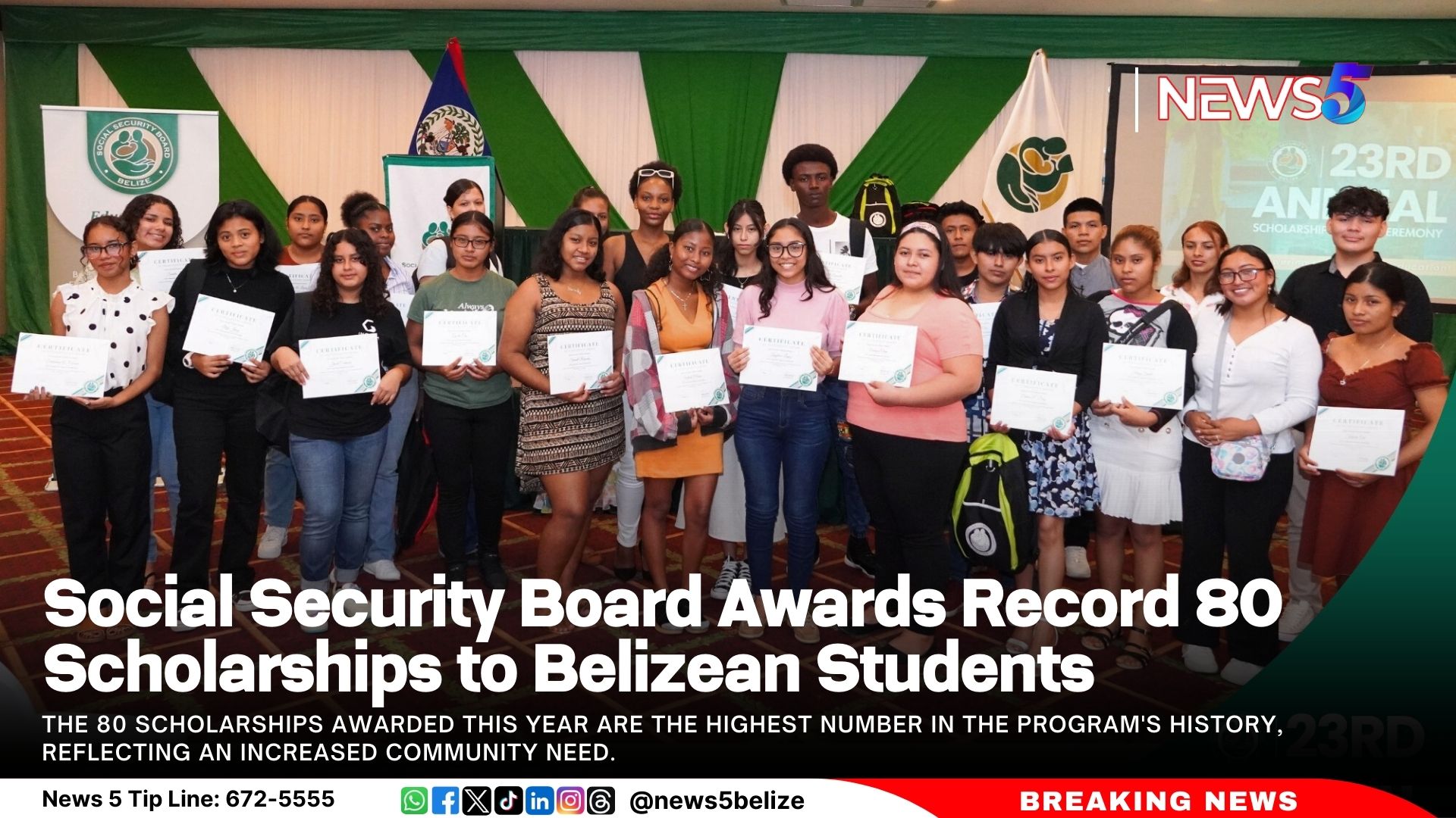 Social Security Board Awards Record 80 Scholarships to Belizean Students