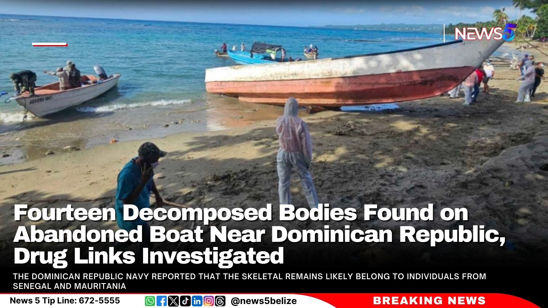 Fourteen Decomposed Bodies Found on Abandoned Boat Near Dominican Republic, Drug Links Investigated