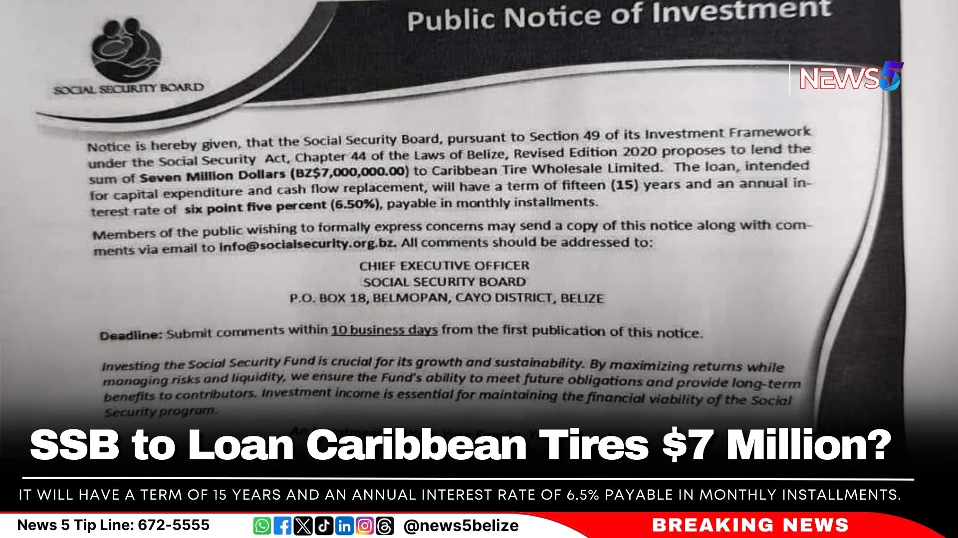 SSB to Loan Caribbean Tires $7 Million? 