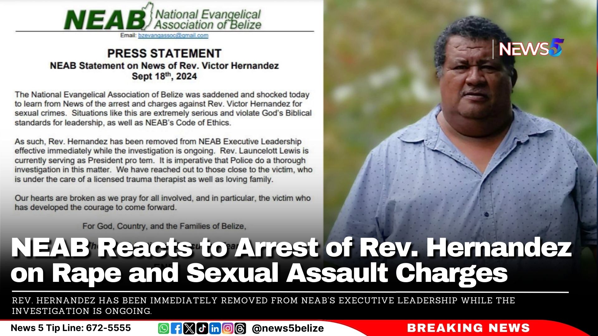 NEAB Reacts to Arrest of Rev. Hernandez on Rape and Sexual Assault Charges