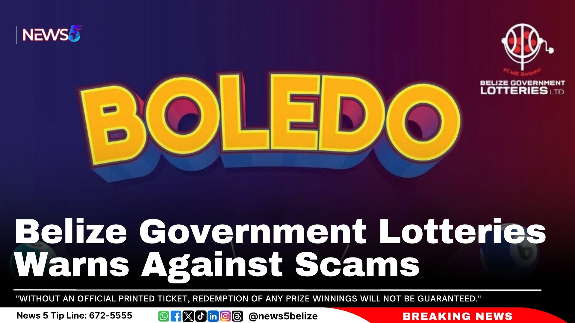 Belize Government Lotteries Warns Against Scams