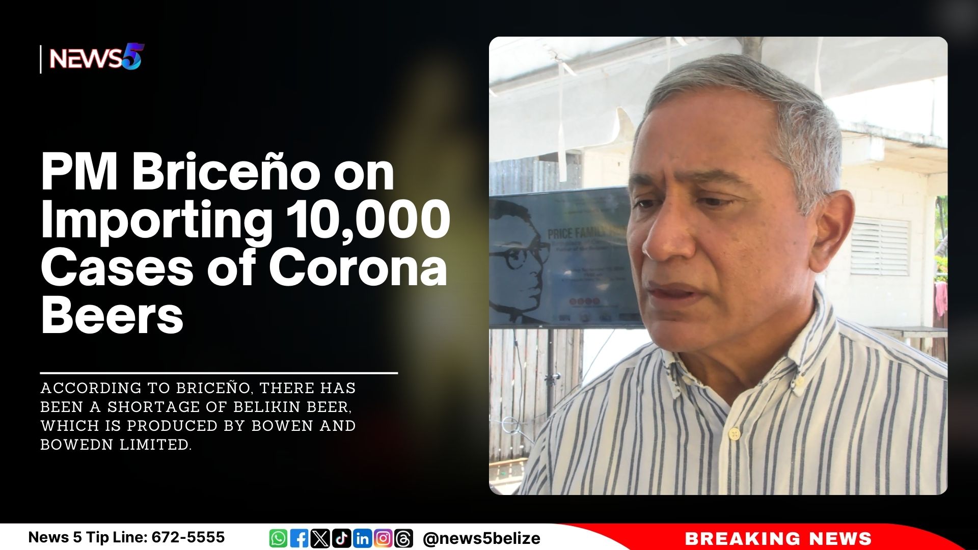 PM Briceño on Importing 10,000 Cases of Corona Beers 