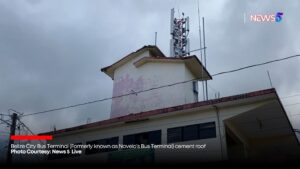 Belize City Bus Terminal (Formerly known as Novelo’s Bus Terminal) cement roof that broke off. 
