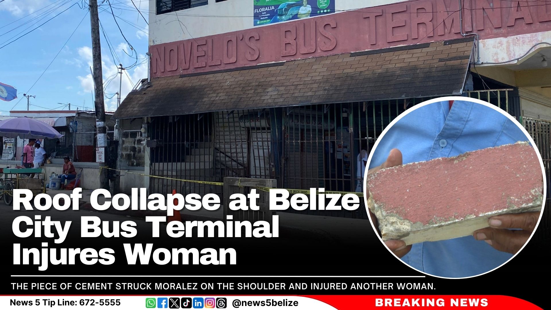 Roof Collapse at Belize City Bus Terminal Injures Woman