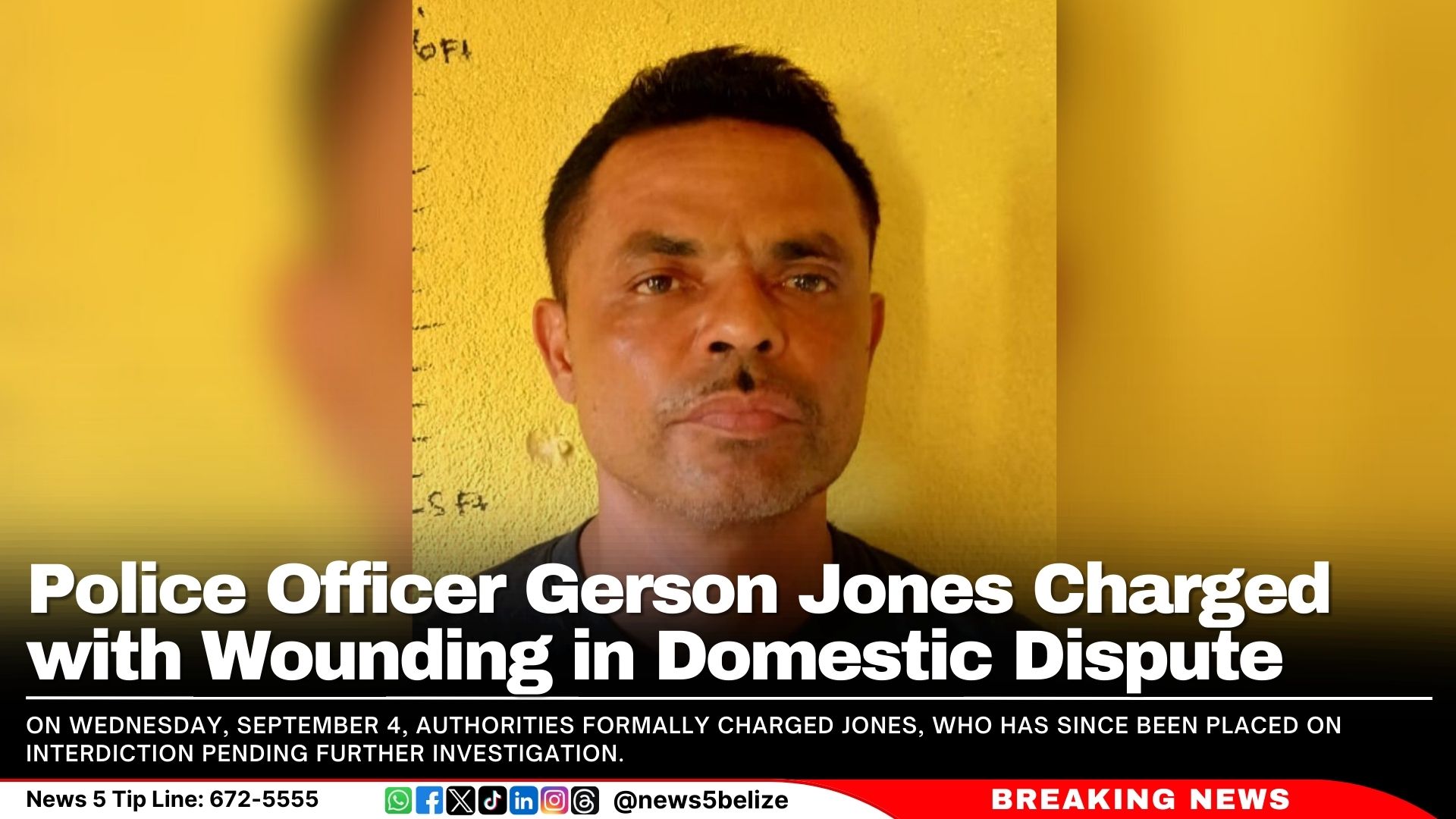 Police Officer Gerson Jones Charged with Wounding in Domestic Dispute