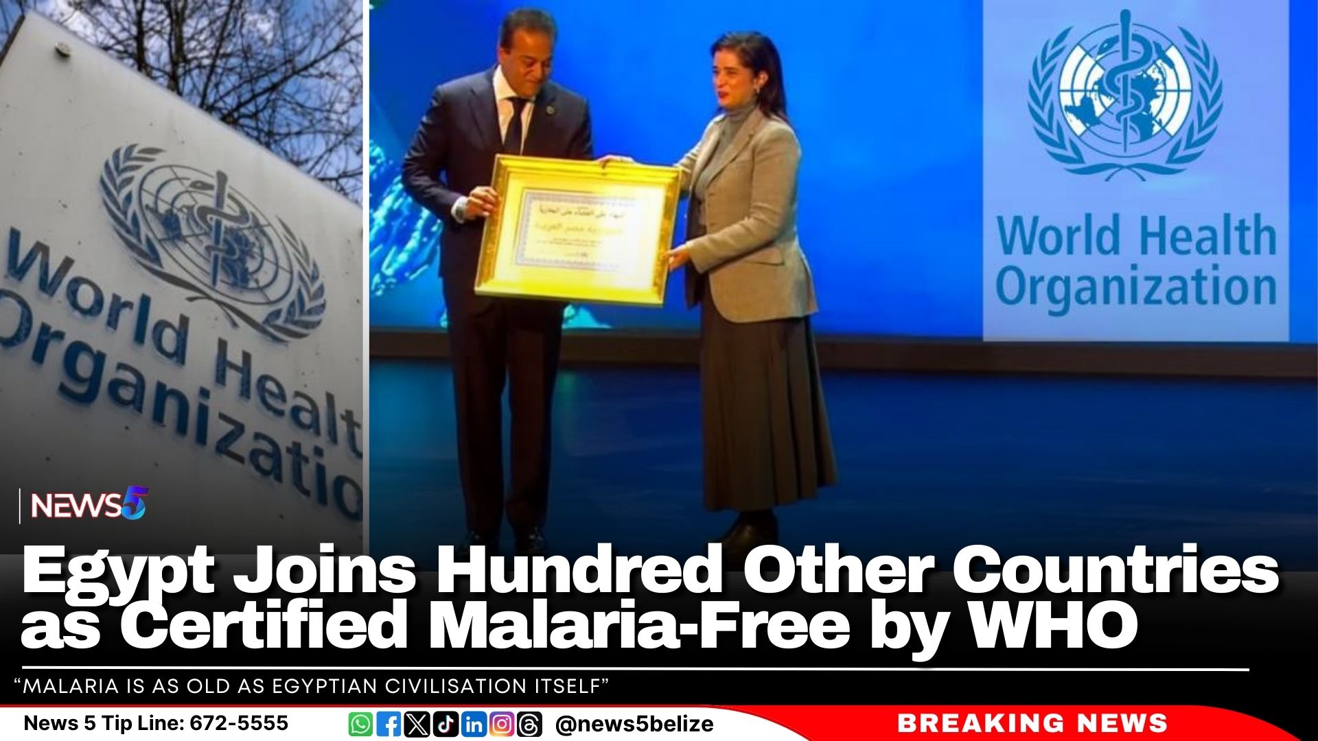 Egypt Joins Hundred Other Countries as Certified Malaria-Free by WHO