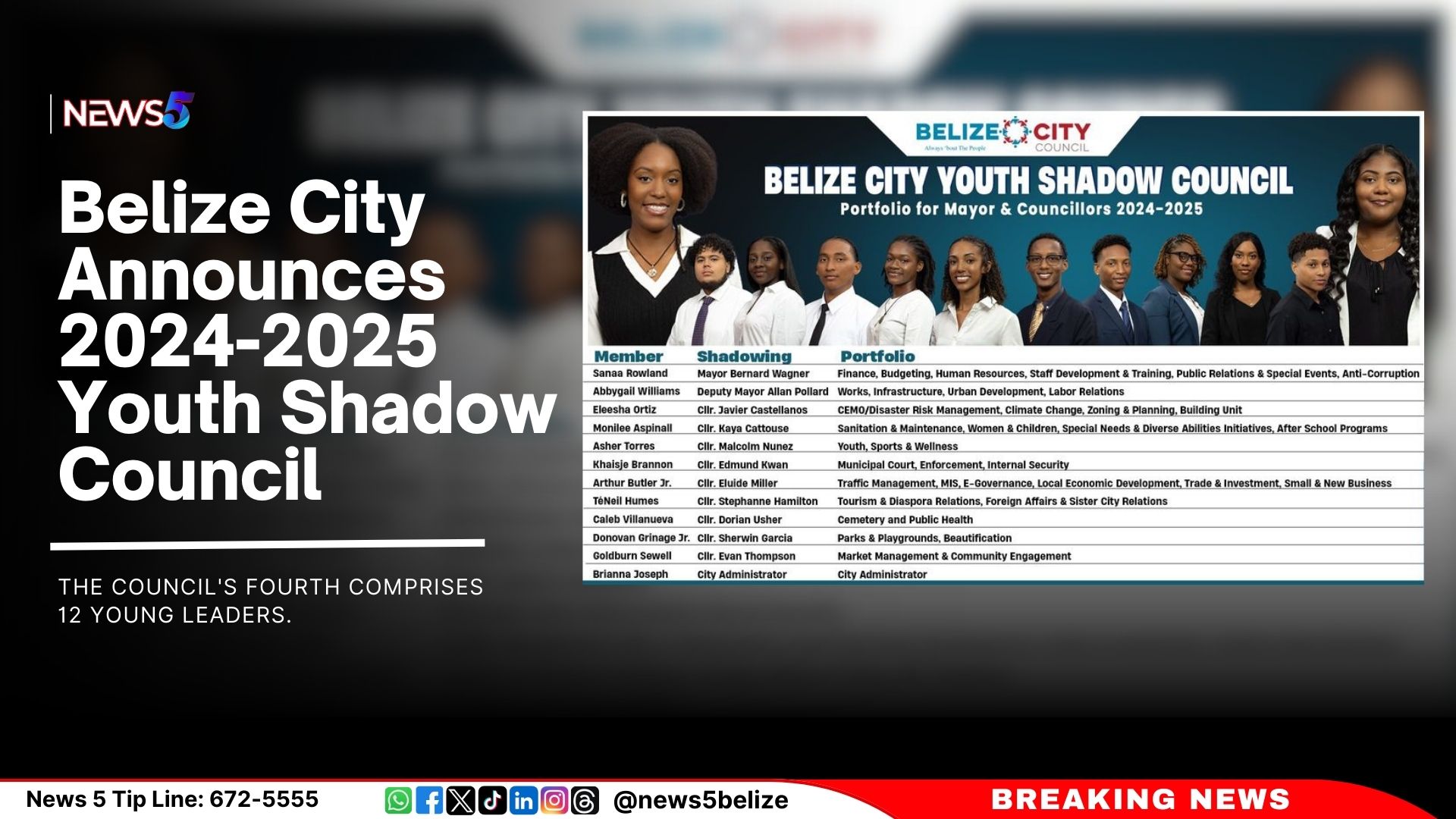 Belize City Announces 2024-2025 Youth Shadow Council