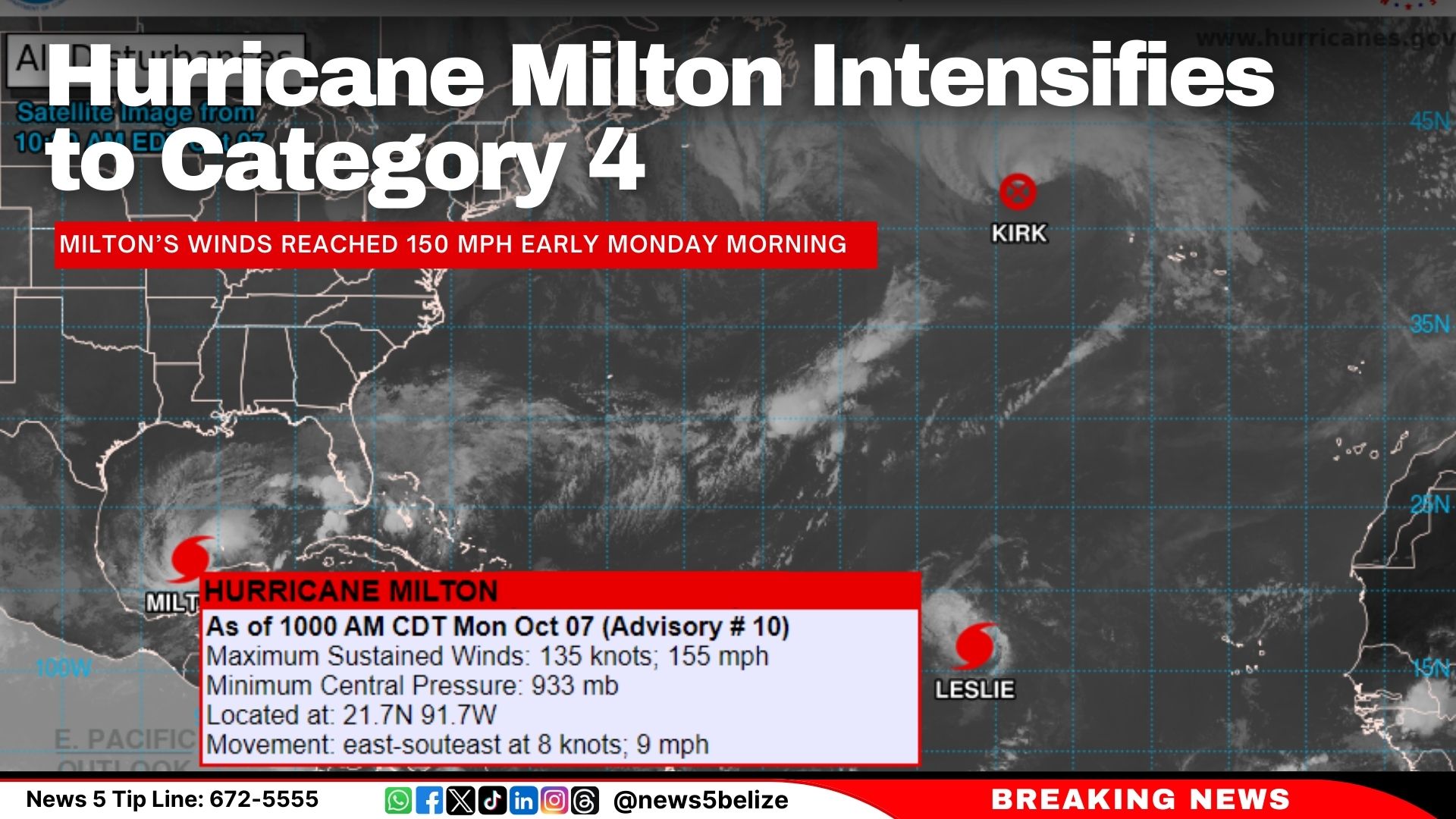 Hurricane Milton Intensifies to Category 4