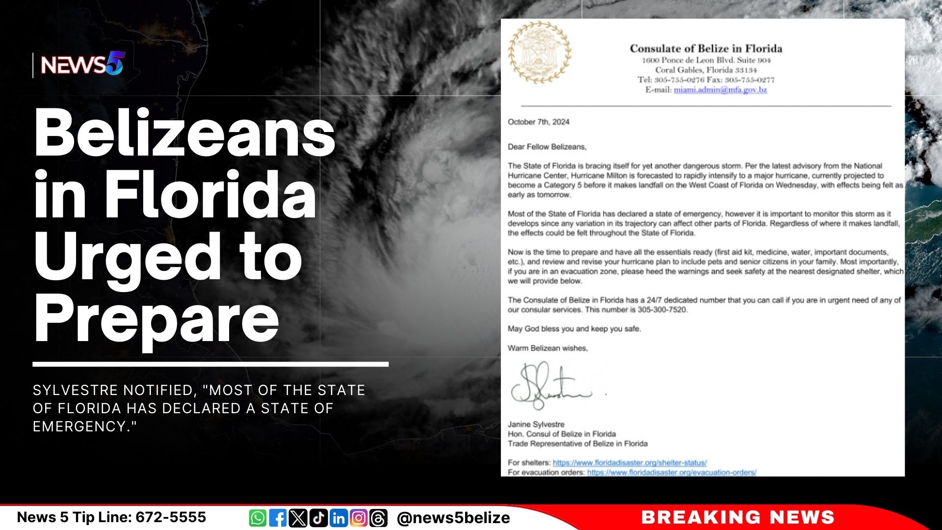 Belizeans in Florida Urged to Prepare