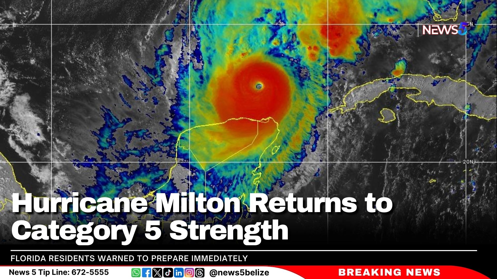 Hurricane Milton Returns to Category 5 Strength