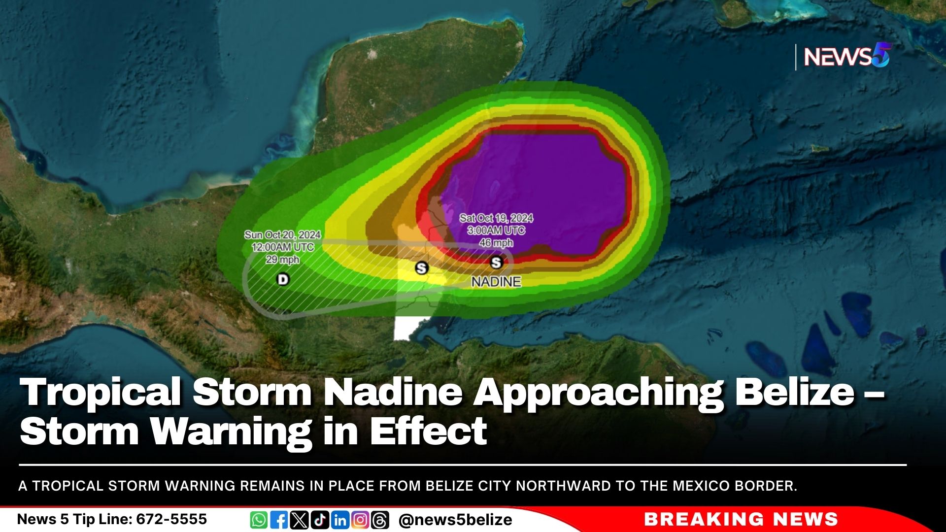 Tropical Storm Nadine Approaching Belize – Storm Warning in Effect