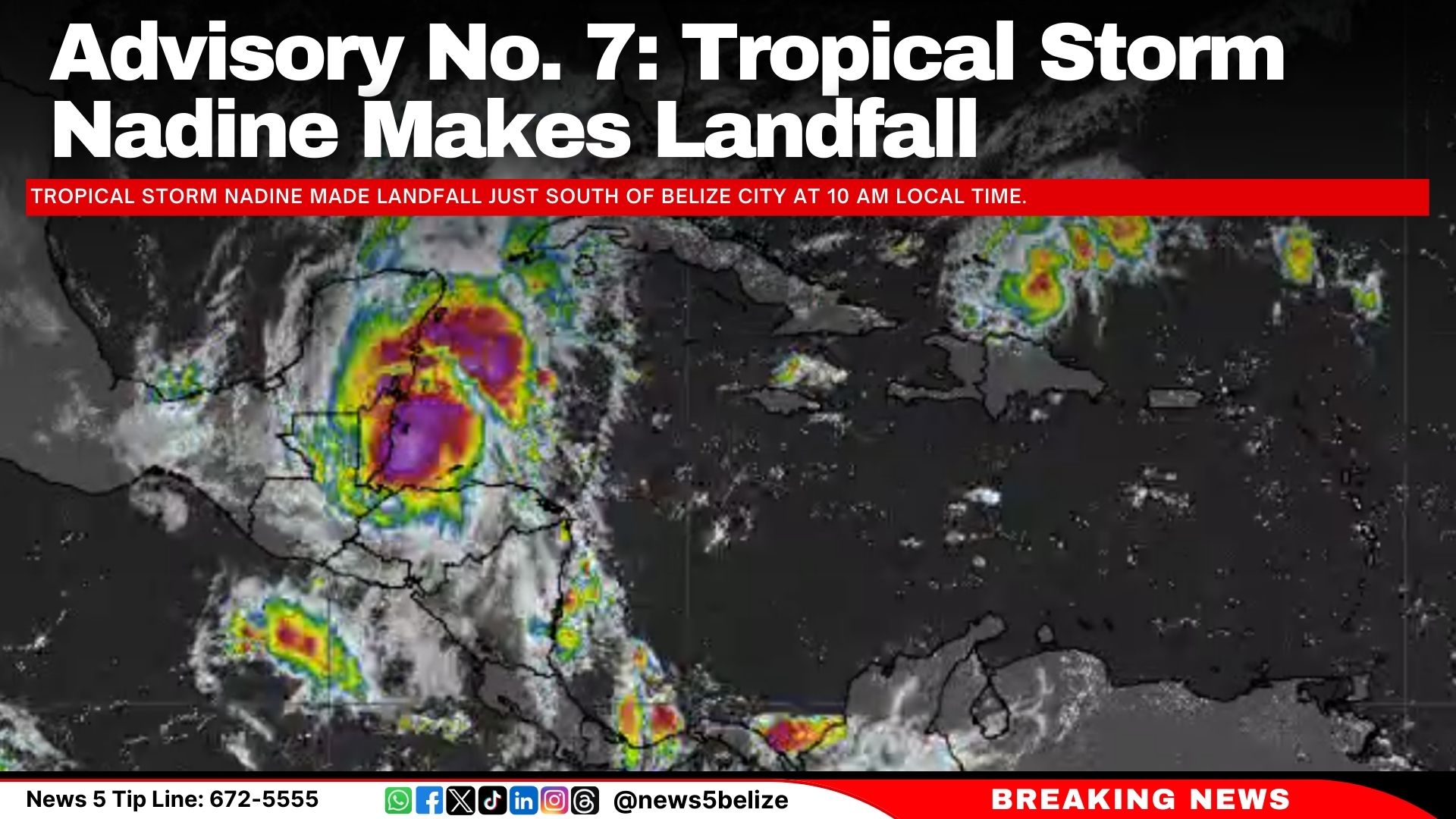 Advisory No. 7: Tropical Storm Nadine Makes Landfall