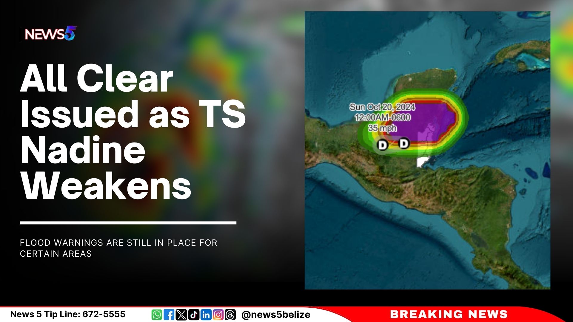 "All Clear" for the entire country, signaling that Belize is no longer under threat from tropical storm conditions.