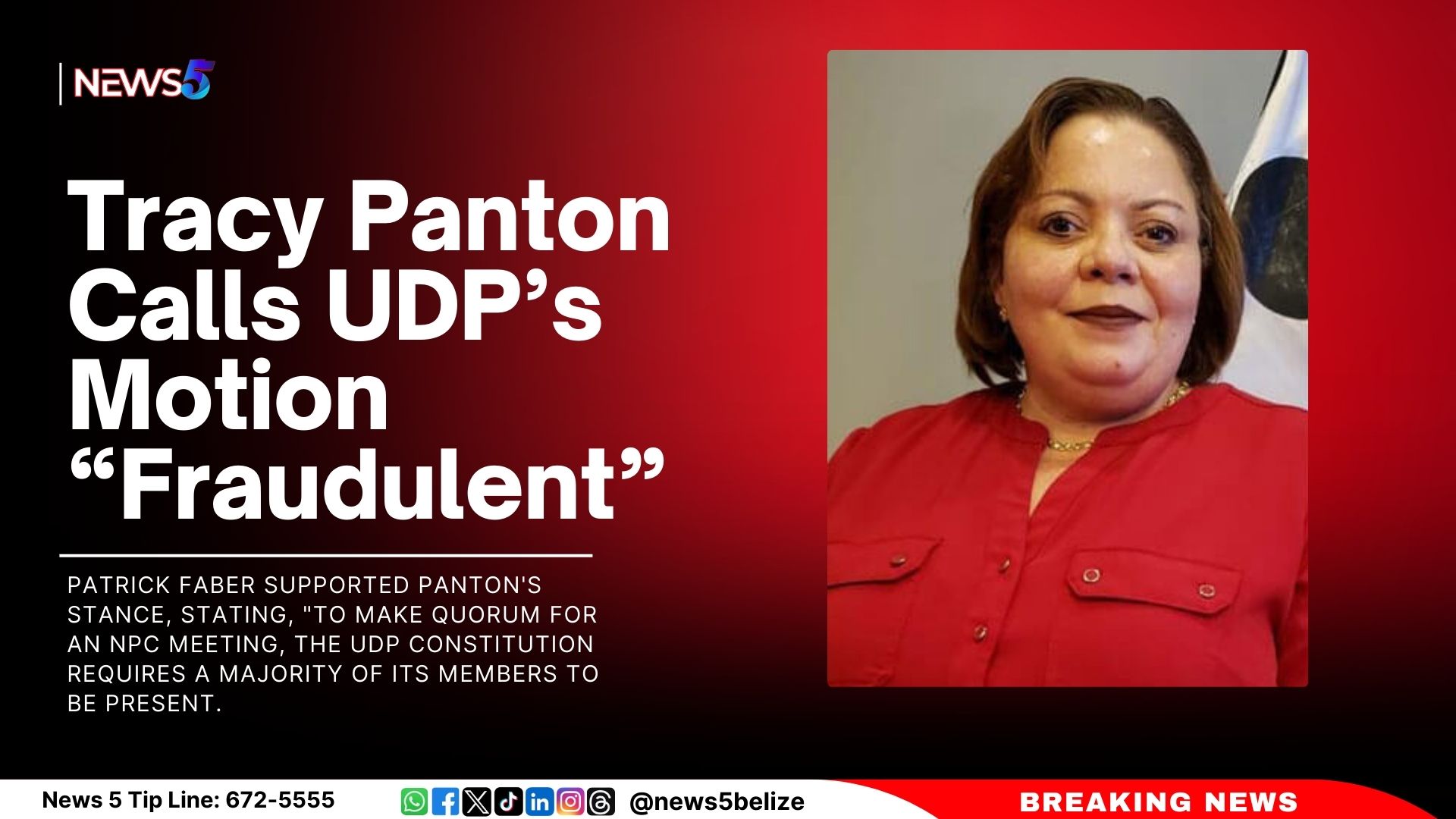 Tracy Panton Calls UDP’s Motion “Fraudulent”