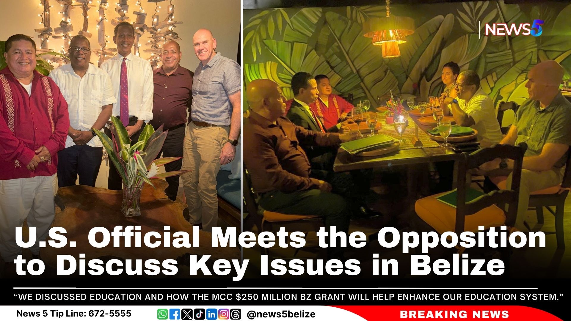 U.S. Official Meets the Opposition to Discuss Key Issues in Belize