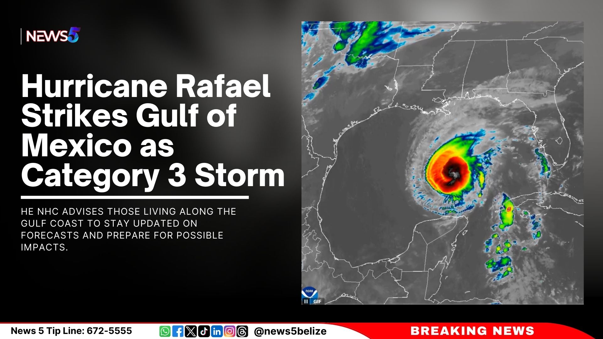 Hurricane Rafael Strikes Gulf of Mexico as Category 3 Storm