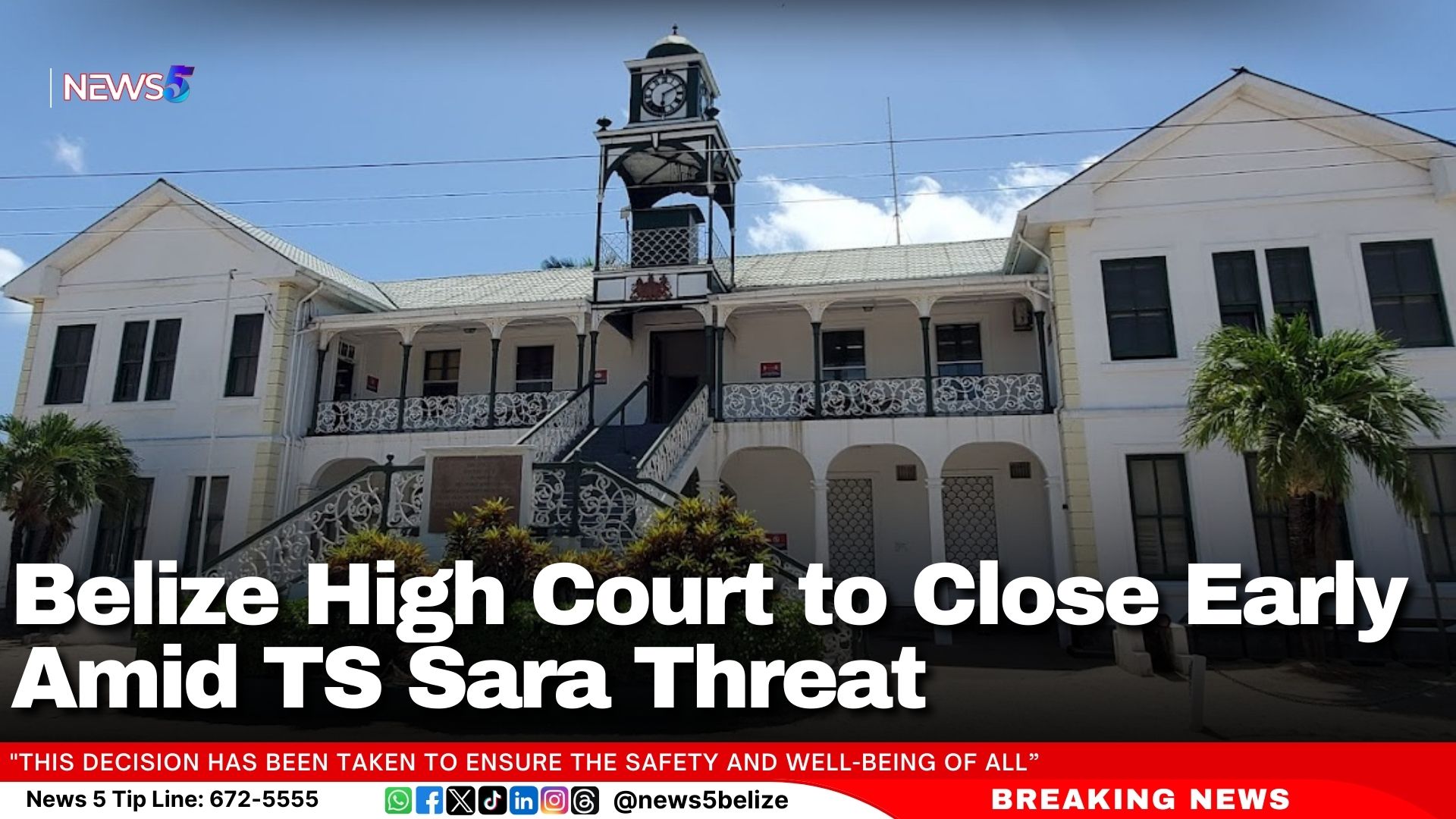 Belize High Court to Close Early Amid TS Sara Threat