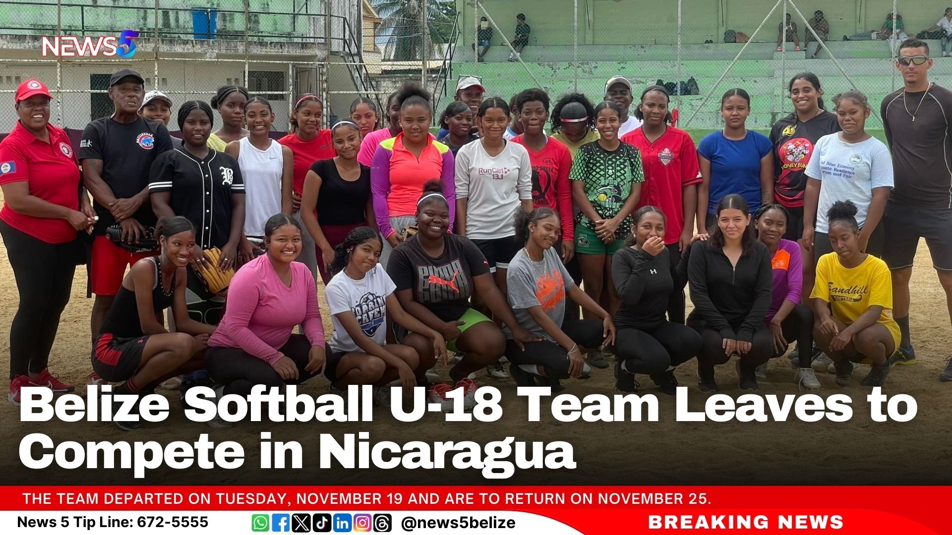 Belize Softball U-18 Team Leaves to Compete in Nicaragua