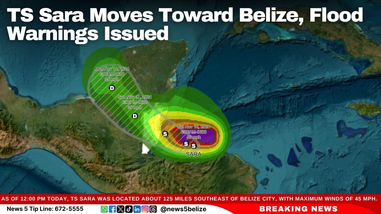 TS Sara Moves Toward Belize, Flood Warnings Issued