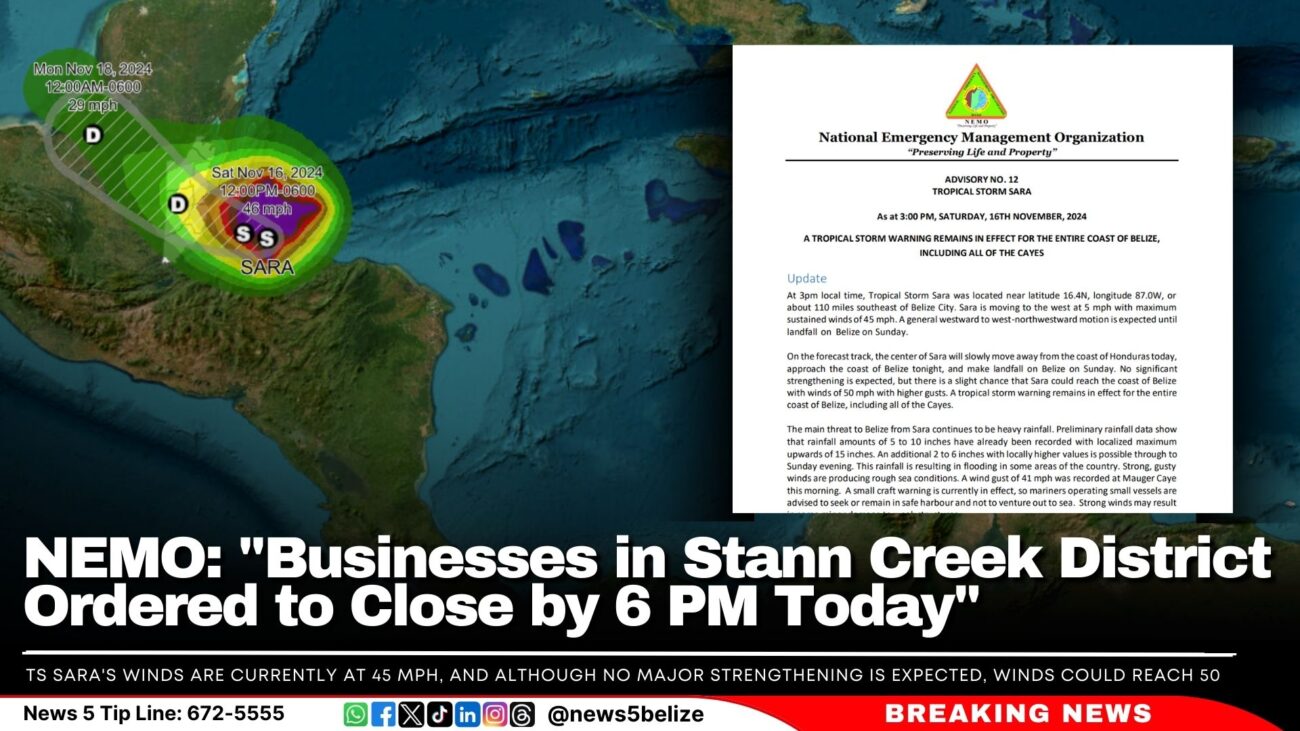 NEMO: "Businesses in Stann Creek District Ordered to Close by 6 PM Today"