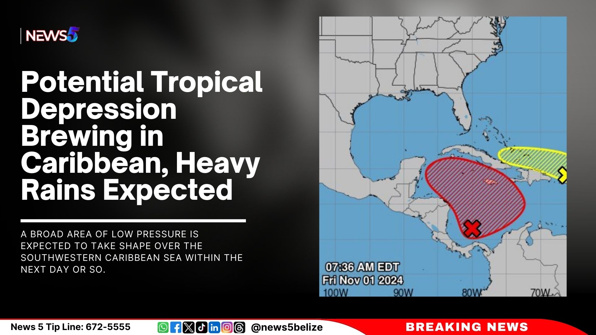 Potential Tropical Depression Brewing in Caribbean, Heavy Rains Expected