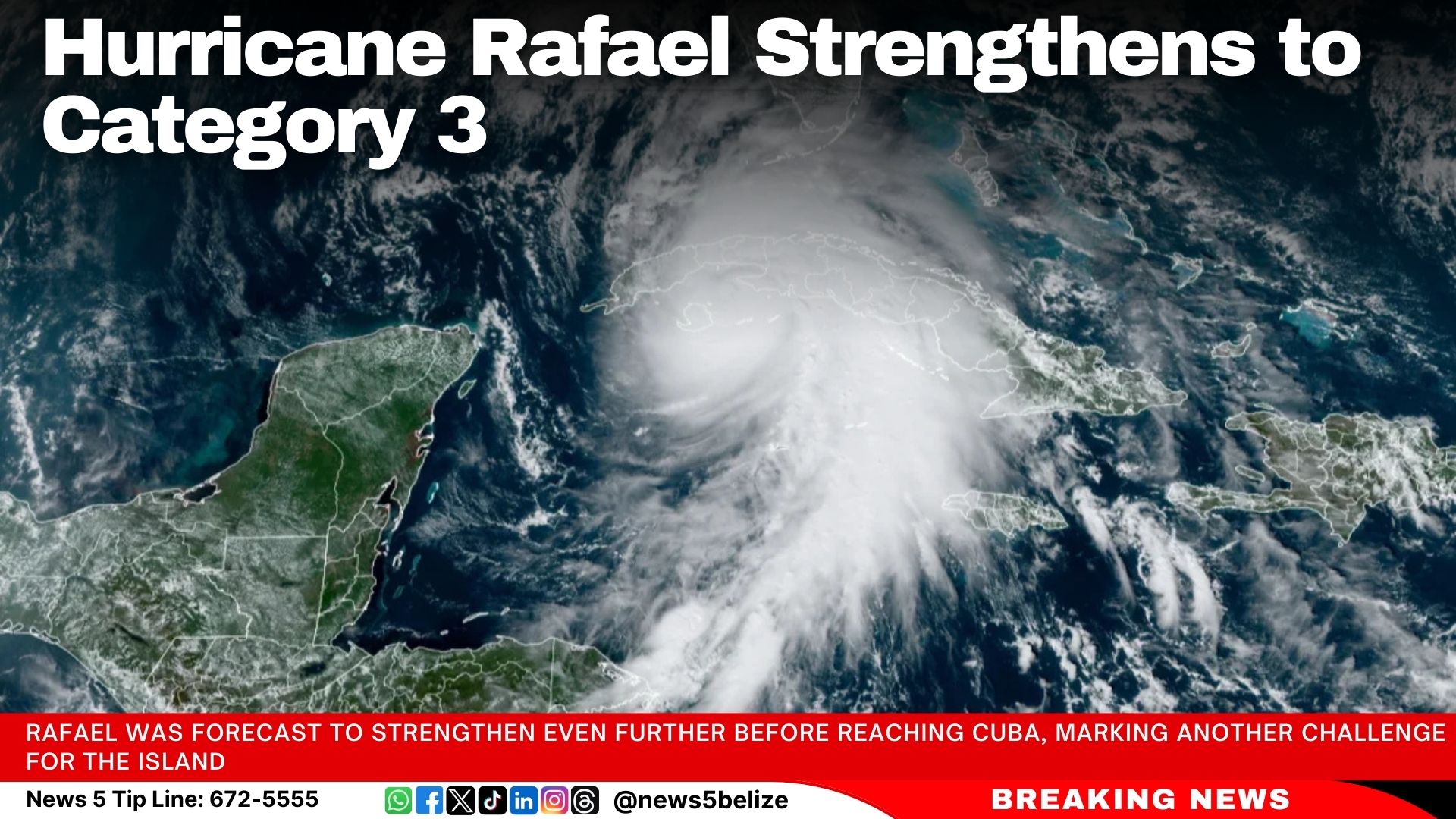 Hurricane Rafael Strengthens to Category 3