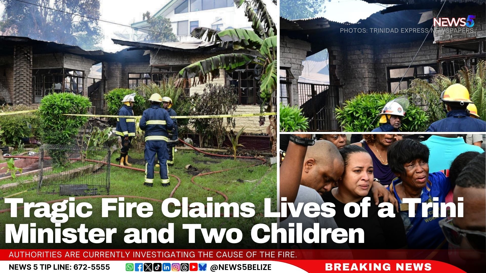 Tragic Fire Claims Lives of a Trini Minister and Two Children