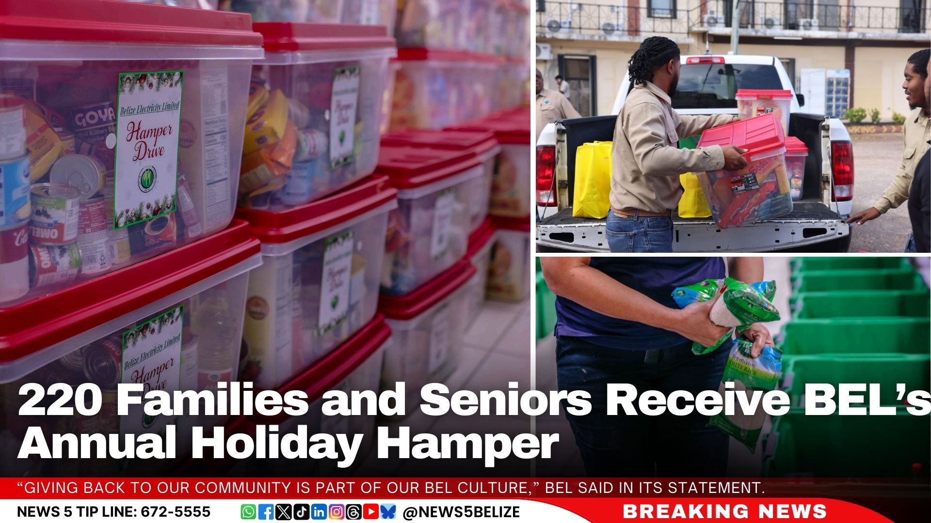 220 Families and Seniors Receive BEL’s Annual Holiday Hamper