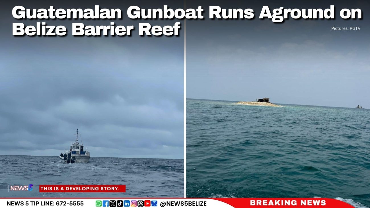 Guatemalan Gunboat Runs Aground on Belize Barrier Reef