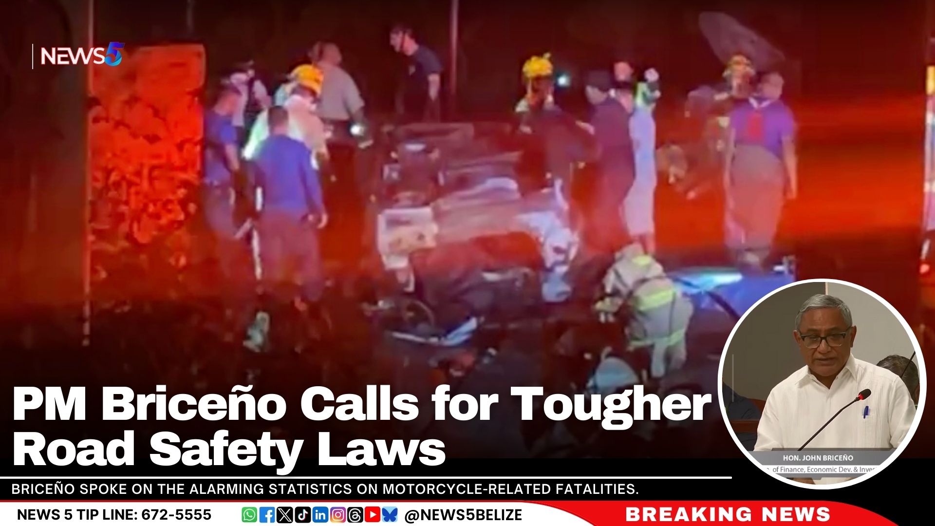 PM Briceño Calls for Tougher Road Safety Laws