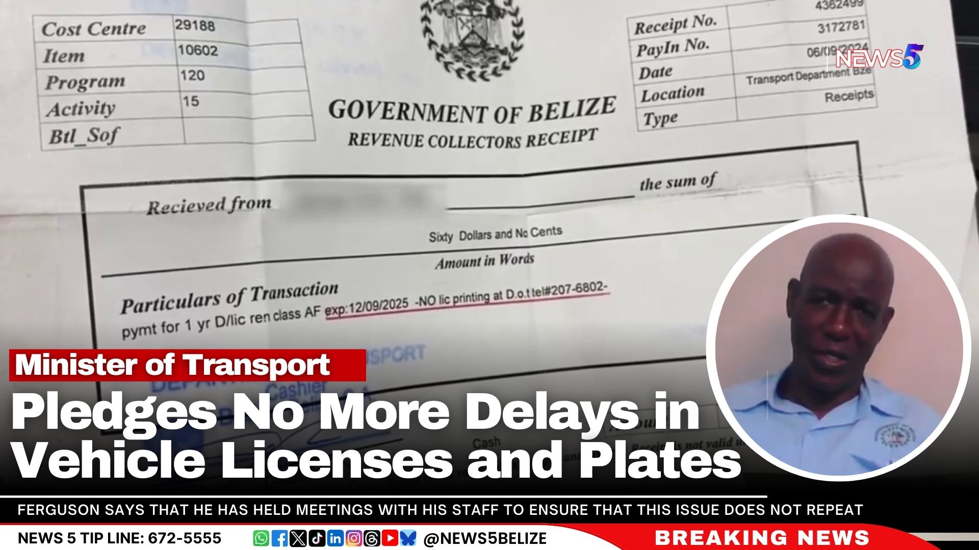 Minister of Transport Pledges No More Delays in Vehicle Licenses and Plates