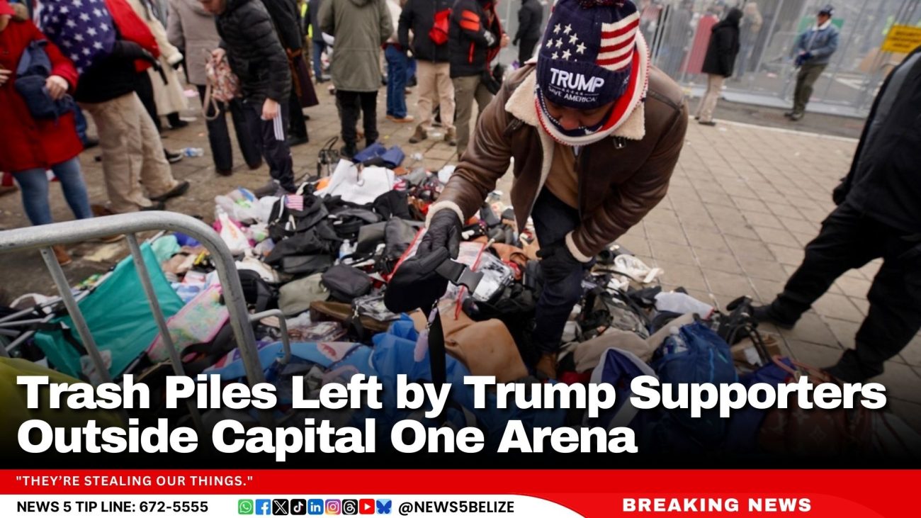 Trash Piles Left by Trump Supporters Outside Capital One Arena