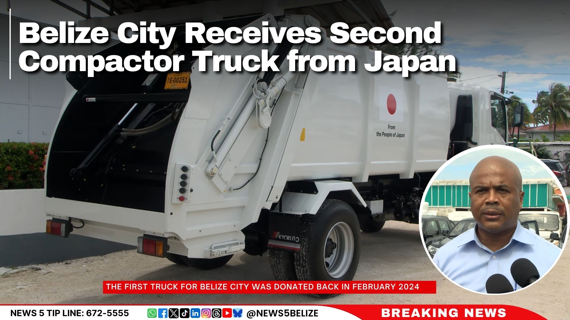 Belize City Receives Second Compactor Truck from Japan