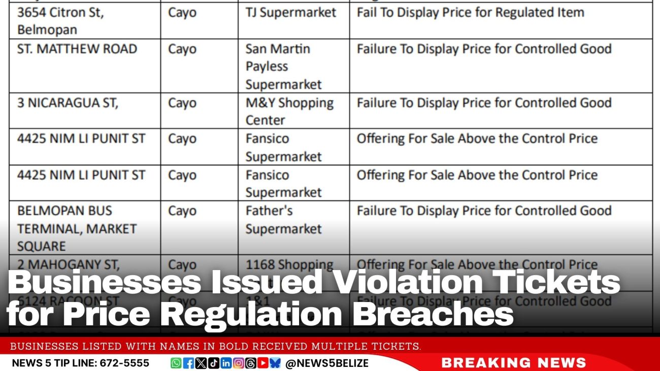 Businesses Issued Violation Tickets for Price Regulation Breaches