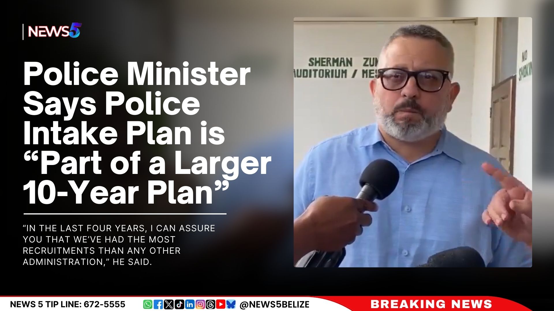 Police Minister Says Police Intake Plan is “Part of a Larger 10-Year Plan”