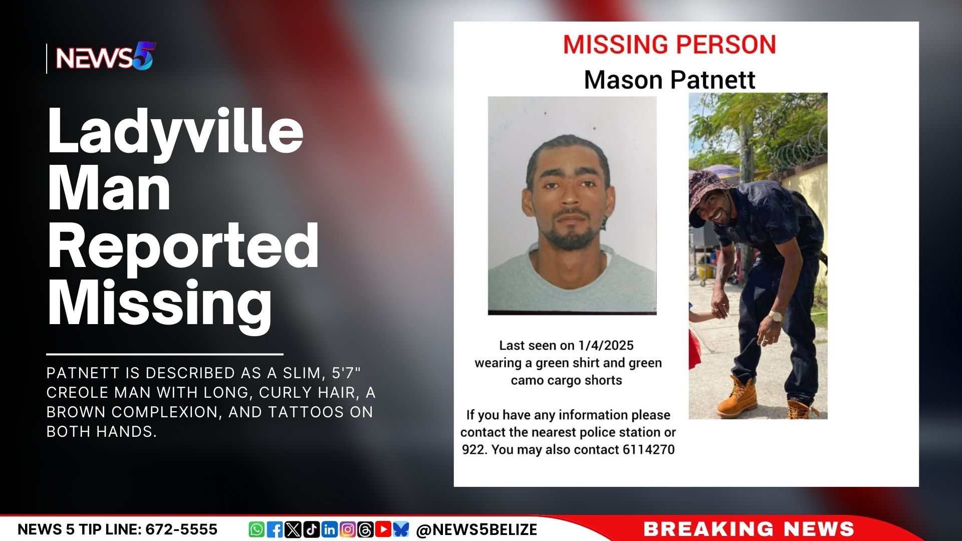 Ladyville Man Reported Missing 