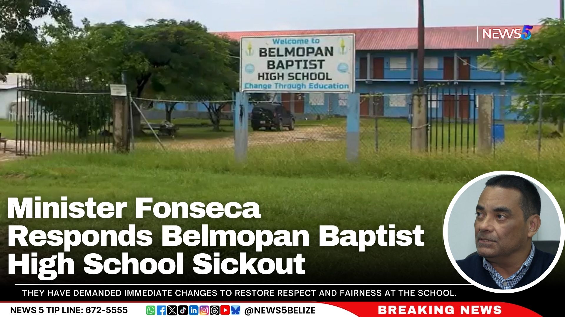 Minister Fonseca Responds Belmopan Baptist High School Sickout