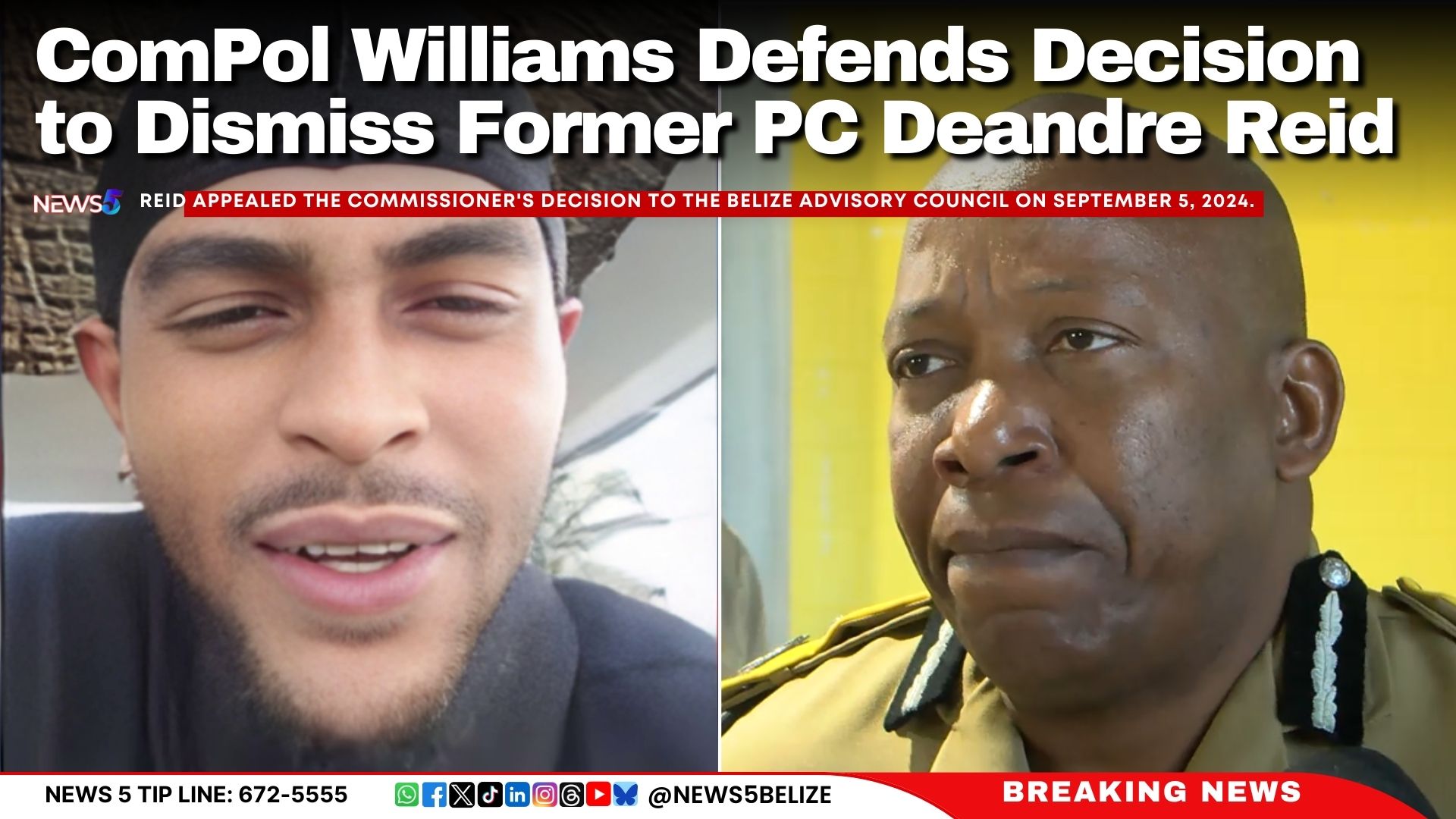 ComPol Williams Defends Decision to Dismiss Former PC Deandre Reid