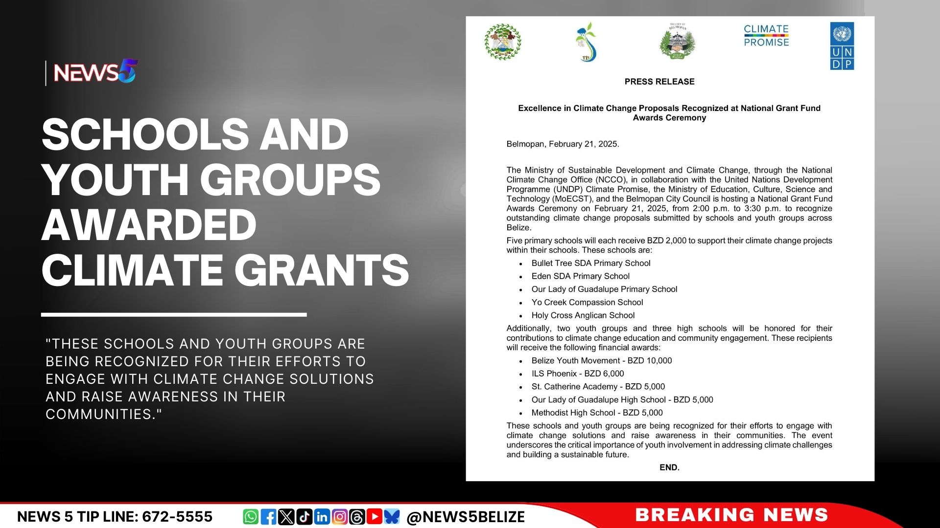 Schools and Youth Groups Awarded Climate Grants