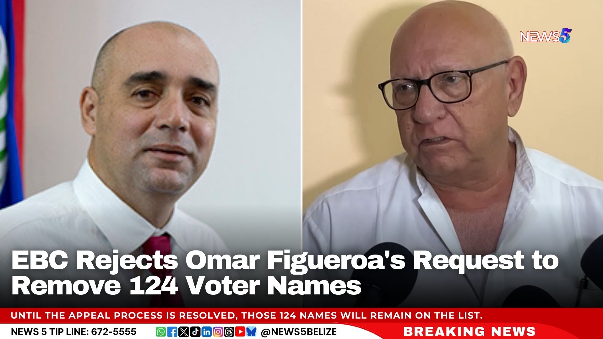 EBC Rejects Omar Figueroa's Request to Remove 124 Voter Names