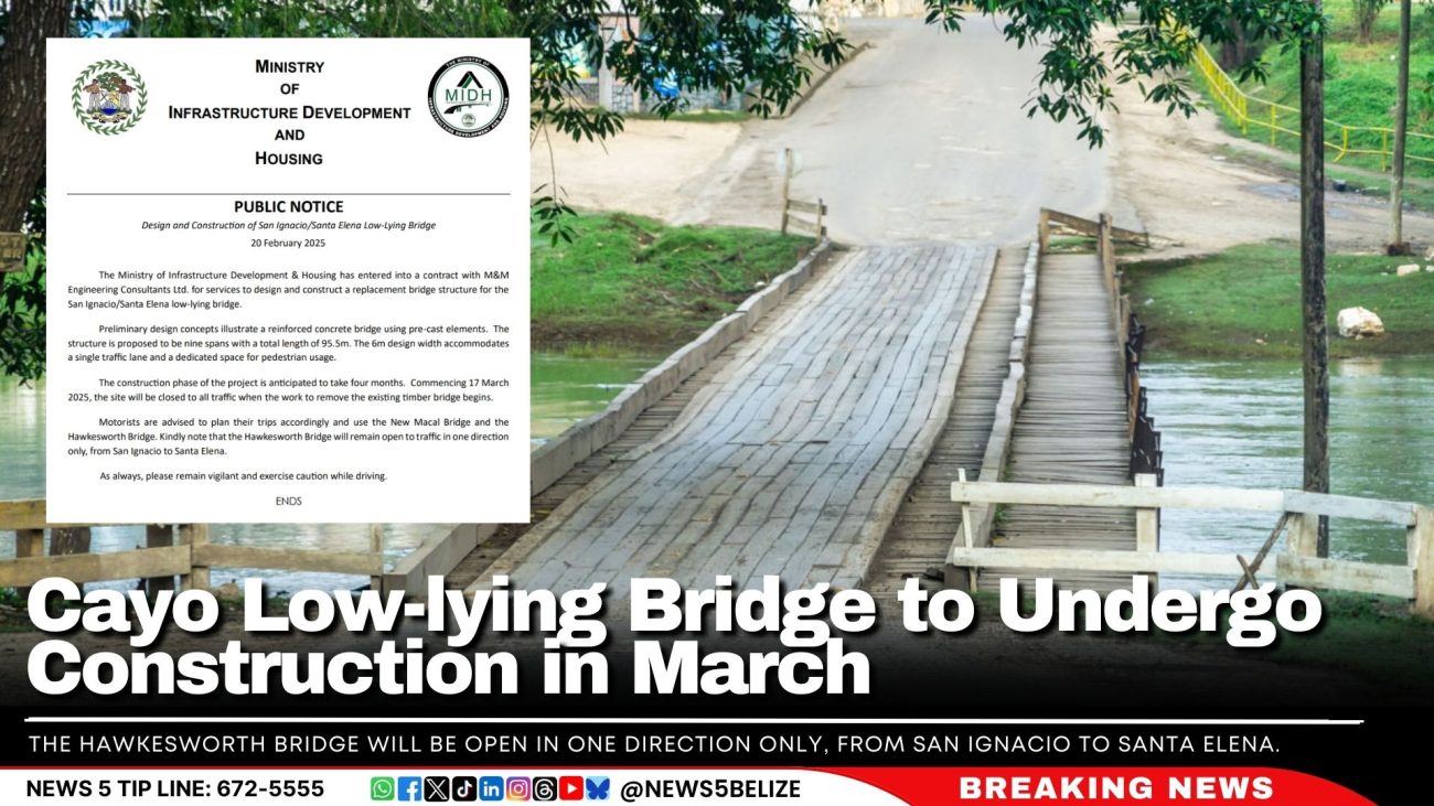 Cayo Low-lying Bridge to Undergo Construction in March