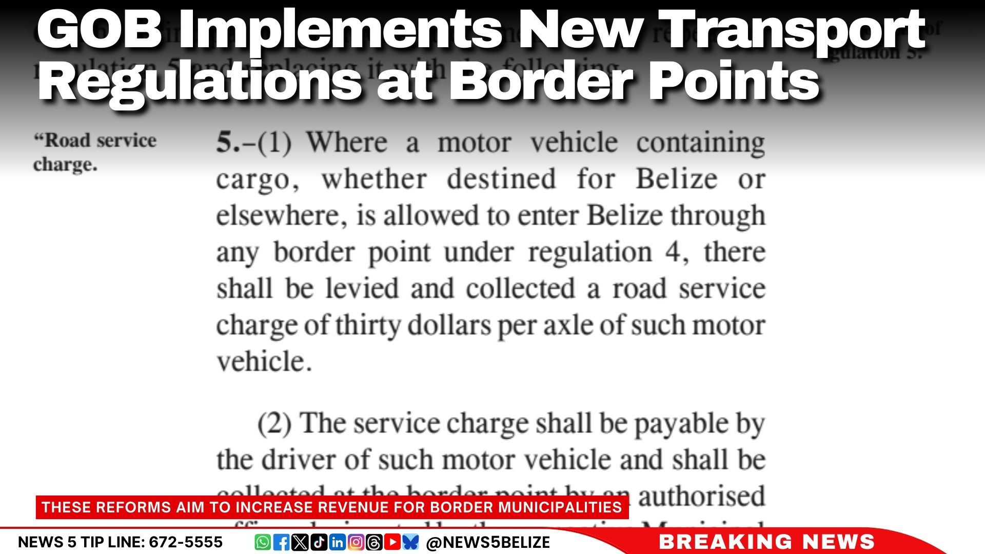 GOB Implements New Transport Regulations at Border Points